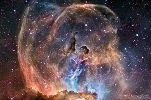 NGC 3576, also known as the Statue of Liberty Nebula. (Photo courtesy  S. Mazlin, J. Harvey, R. Gilbert, & D. Verschatse SSRO/PROMPT/UNC.)